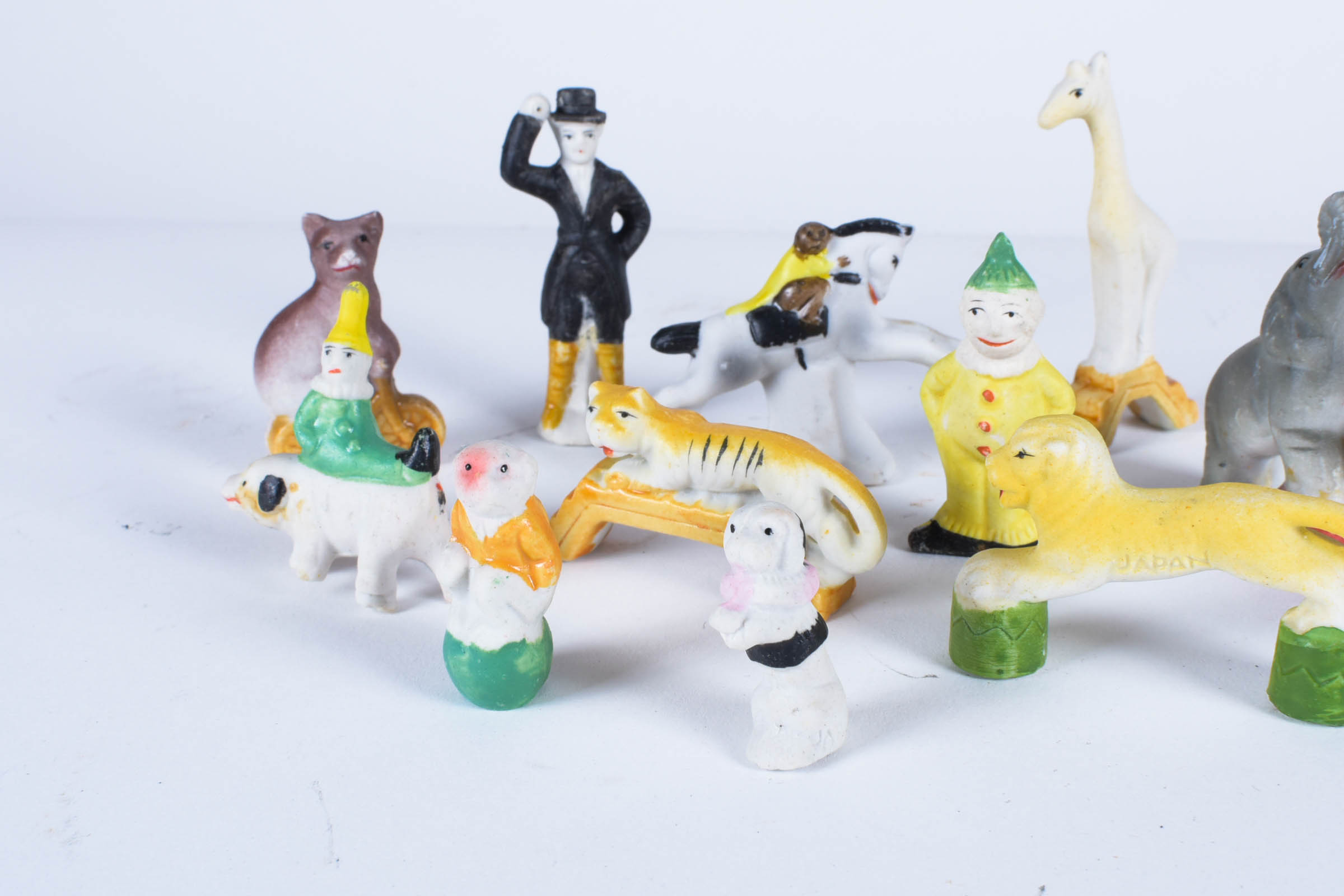 Collection of Hand-Painted Bone China Circus Figurines