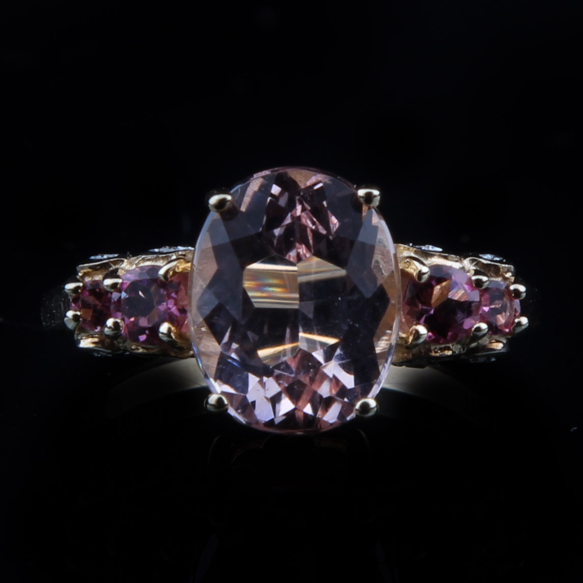 14K Yellow Gold Ring with Morganite and Rubellite