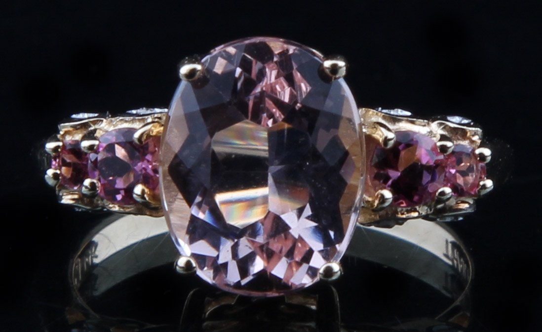 14K Yellow Gold Ring with Morganite and Rubellite