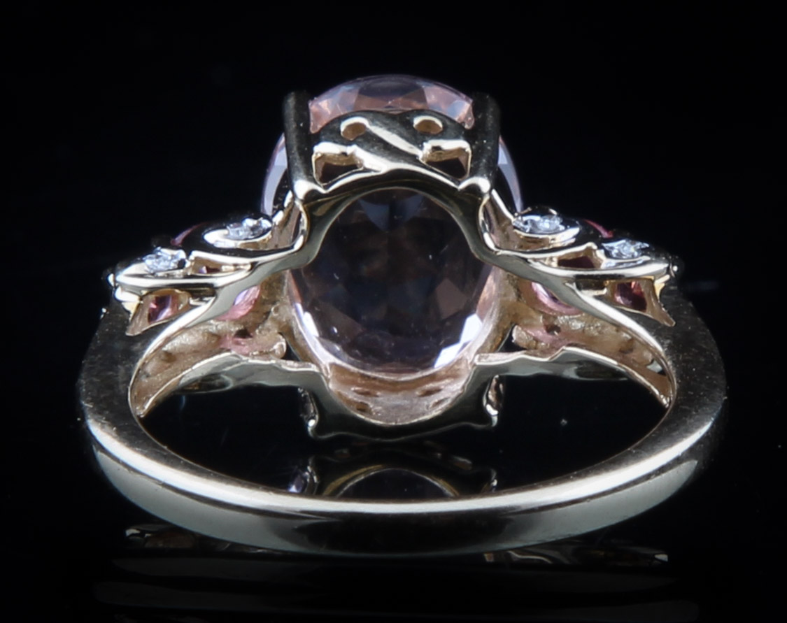 14K Yellow Gold Ring with Morganite and Rubellite