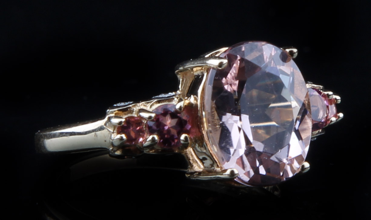 14K Yellow Gold Ring with Morganite and Rubellite