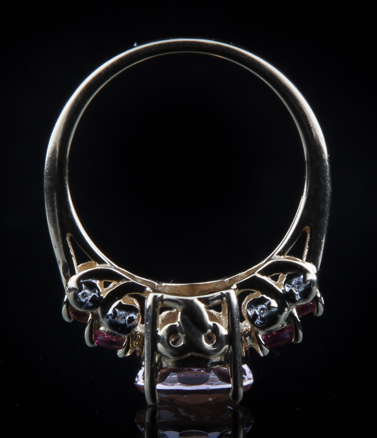 14K Yellow Gold Ring with Morganite and Rubellite