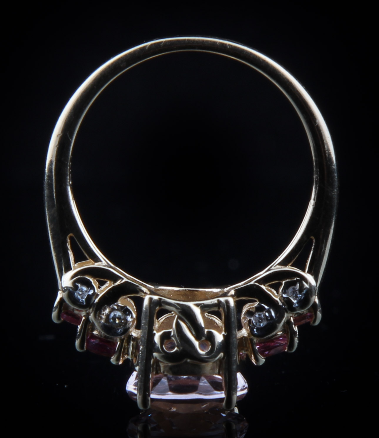 14K Yellow Gold Ring with Morganite and Rubellite