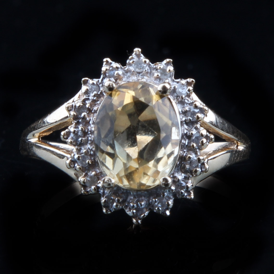 14K Yellow Gold Citrine and Diamond Ring