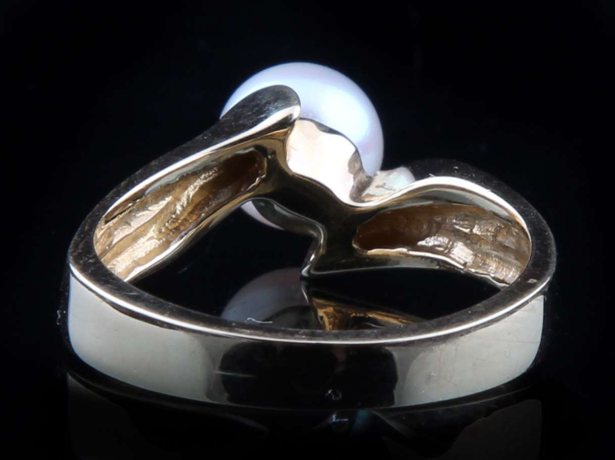 14K Yellow Gold Pearl Solitaire Ring
