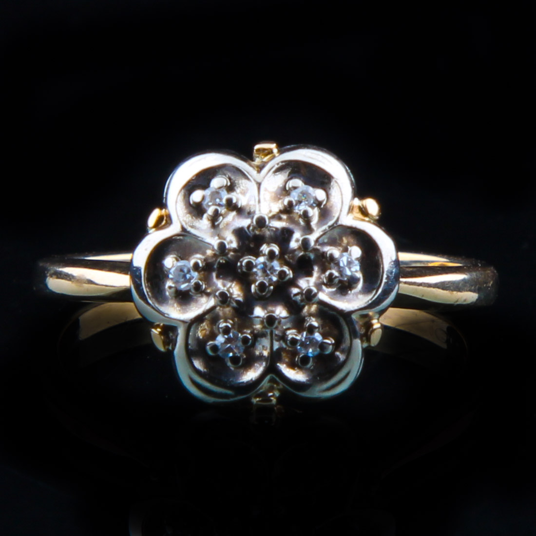 14K Yellow Gold Diamond Cluster Ring