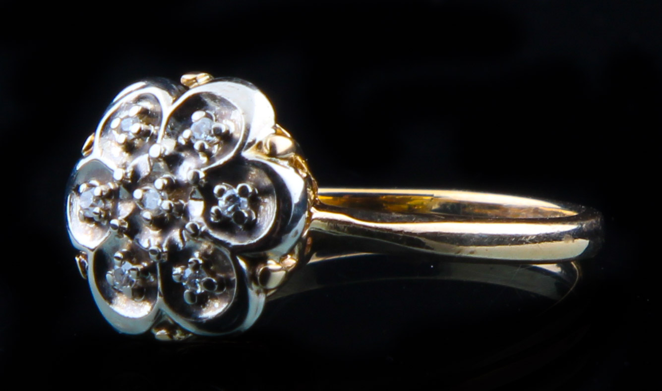 14K Yellow Gold Diamond Cluster Ring