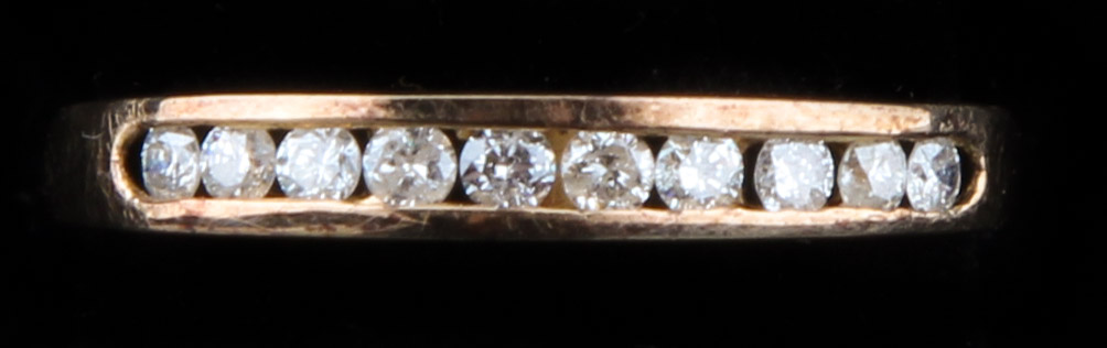 14K Yellow Gold Wedding Band with Diamonds