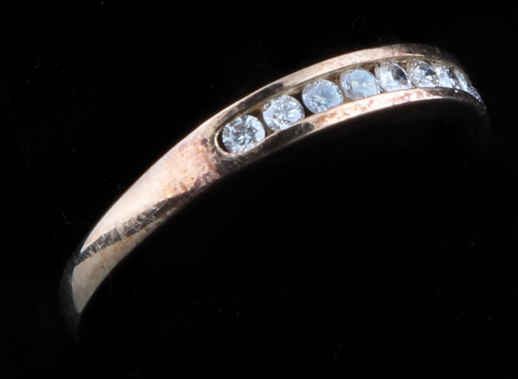 14K Yellow Gold Wedding Band with Diamonds