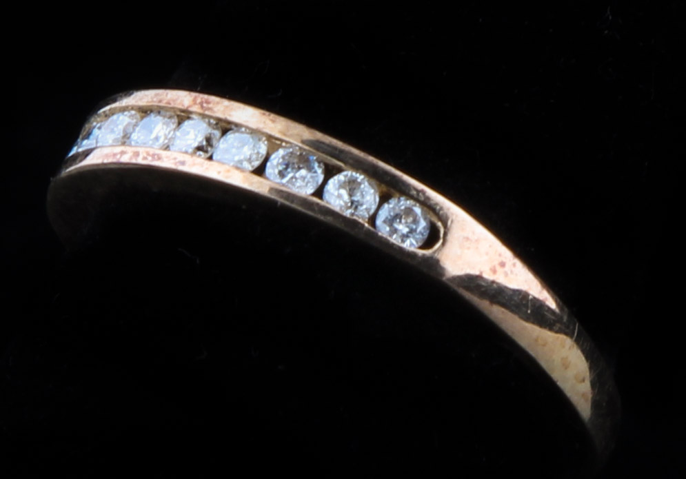 14K Yellow Gold Wedding Band with Diamonds