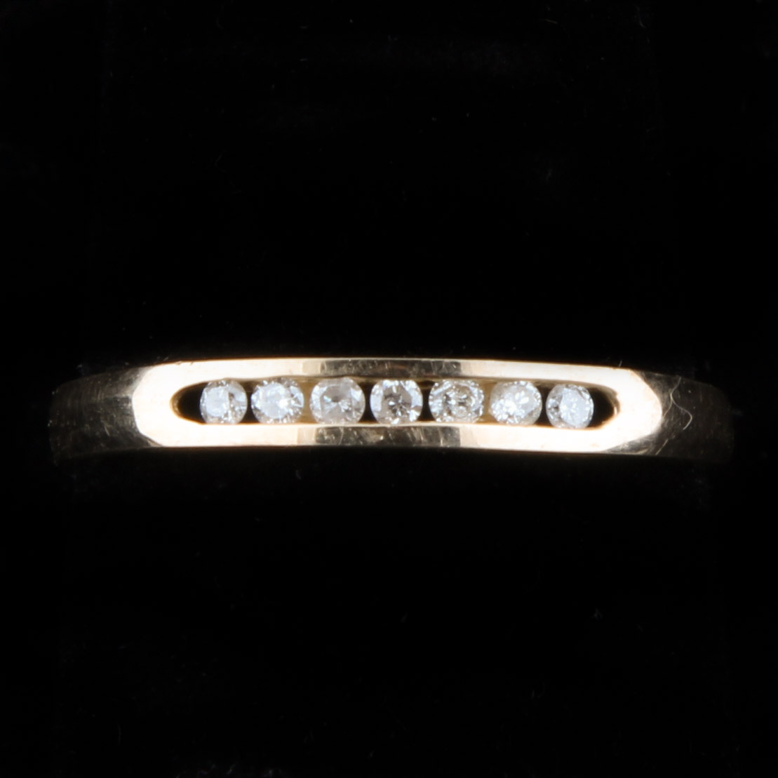 14K Yellow Gold Wedding Band with Diamonds