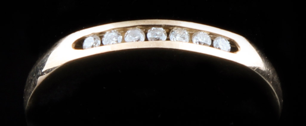 14K Yellow Gold Wedding Band with Diamonds