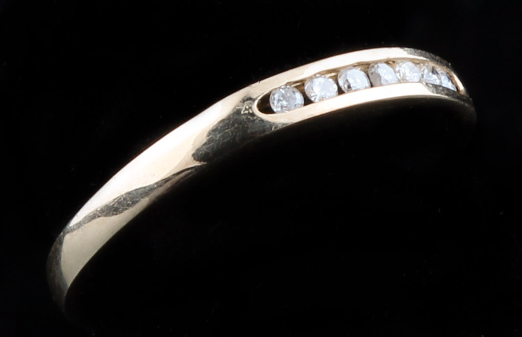 14K Yellow Gold Wedding Band with Diamonds