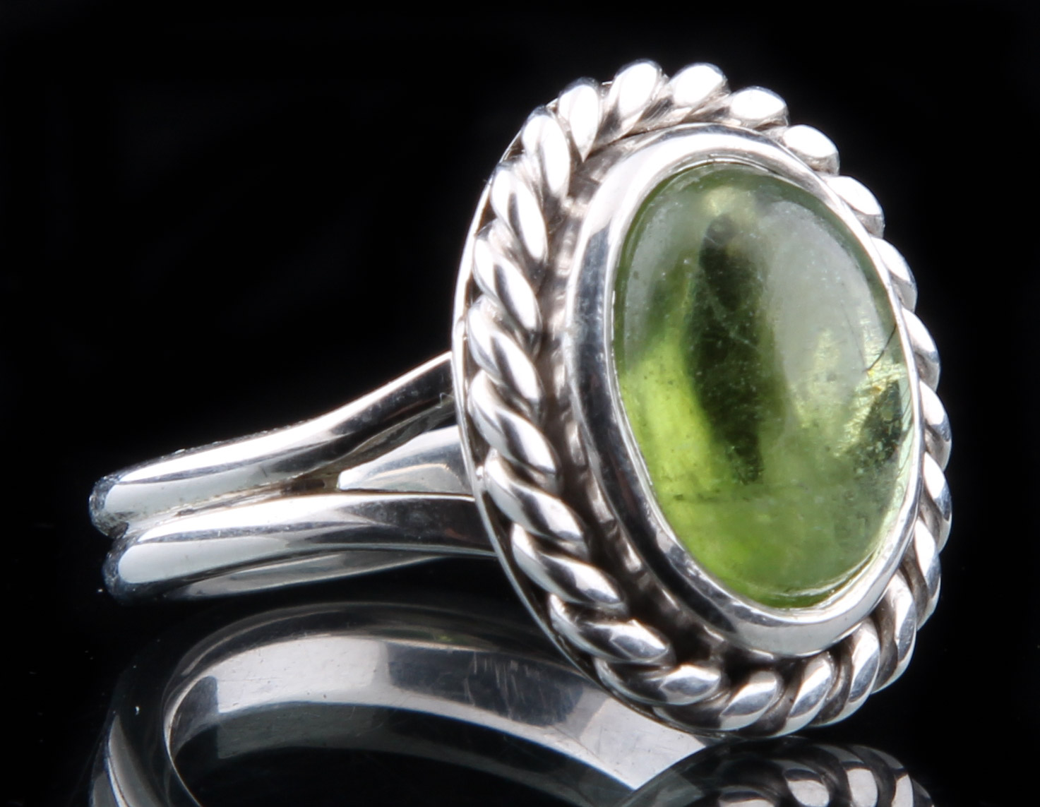 8.70 CTW Yellow Green Peridot and Sterling Silver Ring