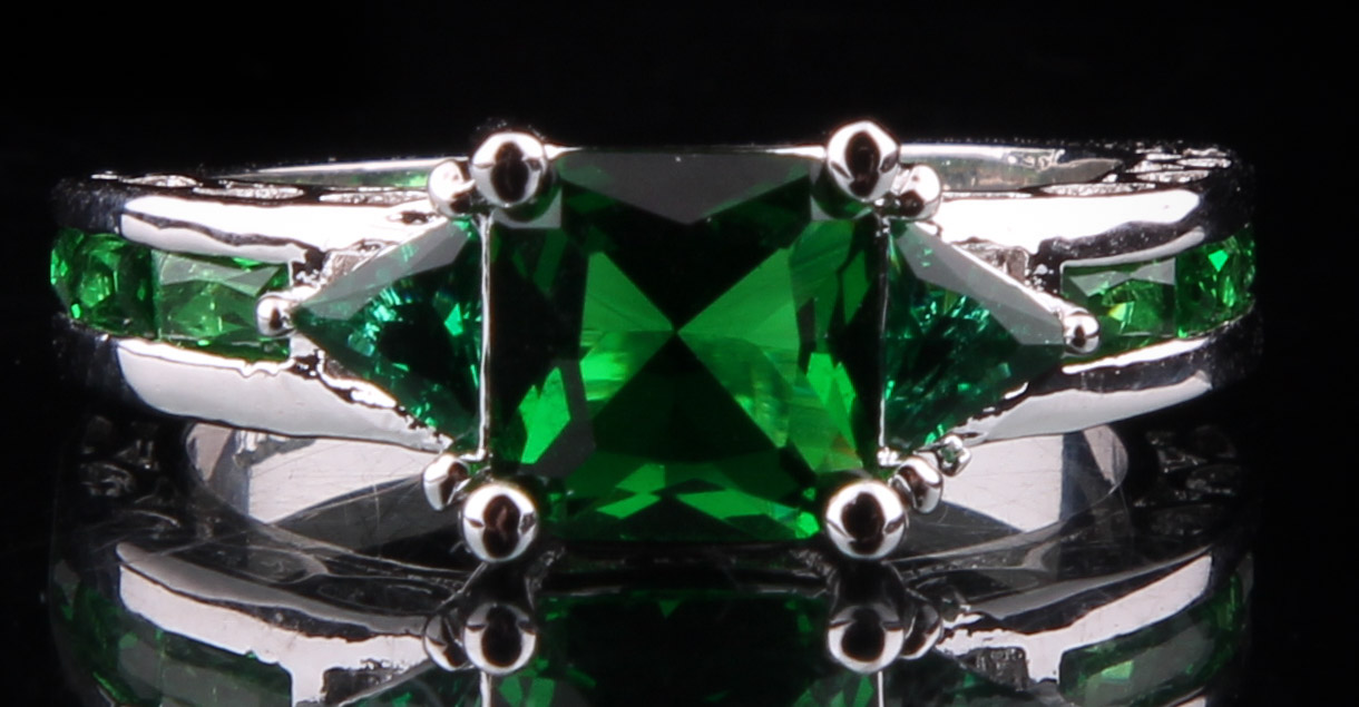 Sterling Over Copper Created Emerald Ring