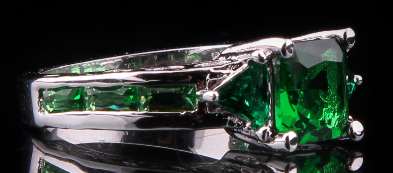 Sterling Over Copper Created Emerald Ring