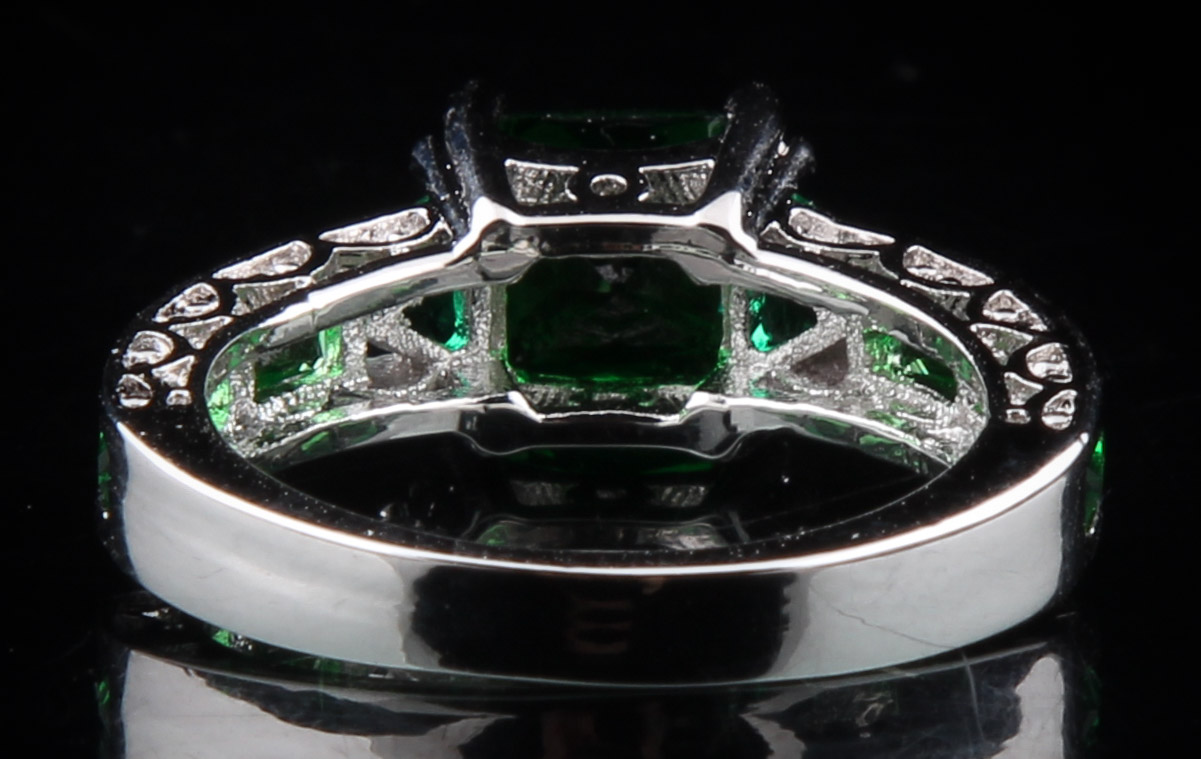 Sterling Over Copper Created Emerald Ring