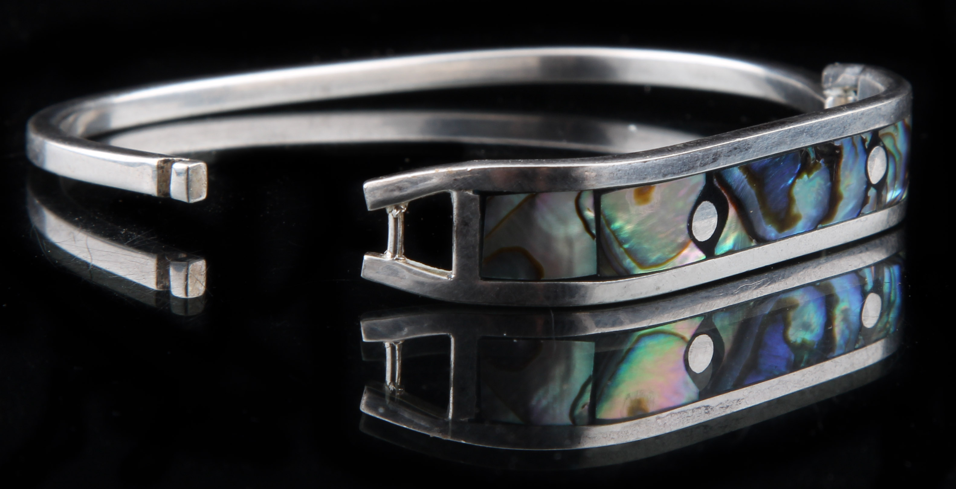 Sterling Silver Bracelets with Turquoise and Mother-of-Pearl