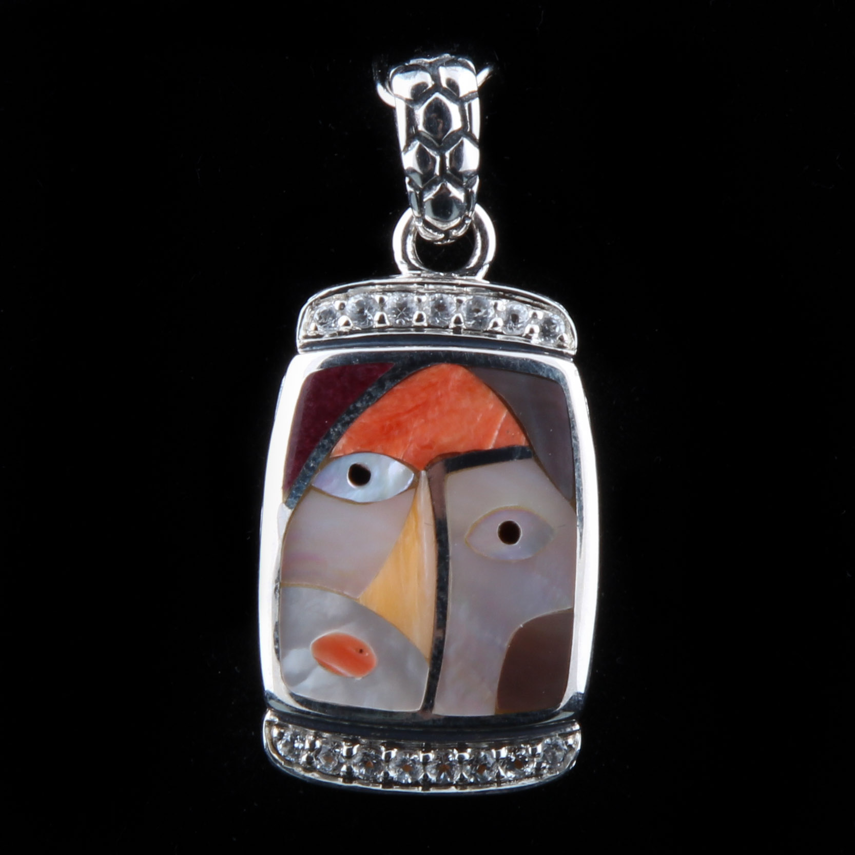 Asch Grossbardt Sterling Silver Semi-Precious Gem Stones Abstract Pendant