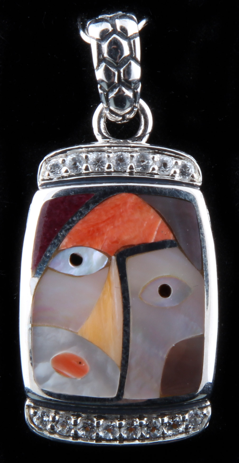 Asch Grossbardt Sterling Silver Semi-Precious Gem Stones Abstract Pendant