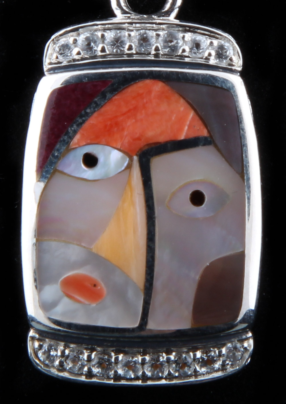 Asch Grossbardt Sterling Silver Semi-Precious Gem Stones Abstract Pendant