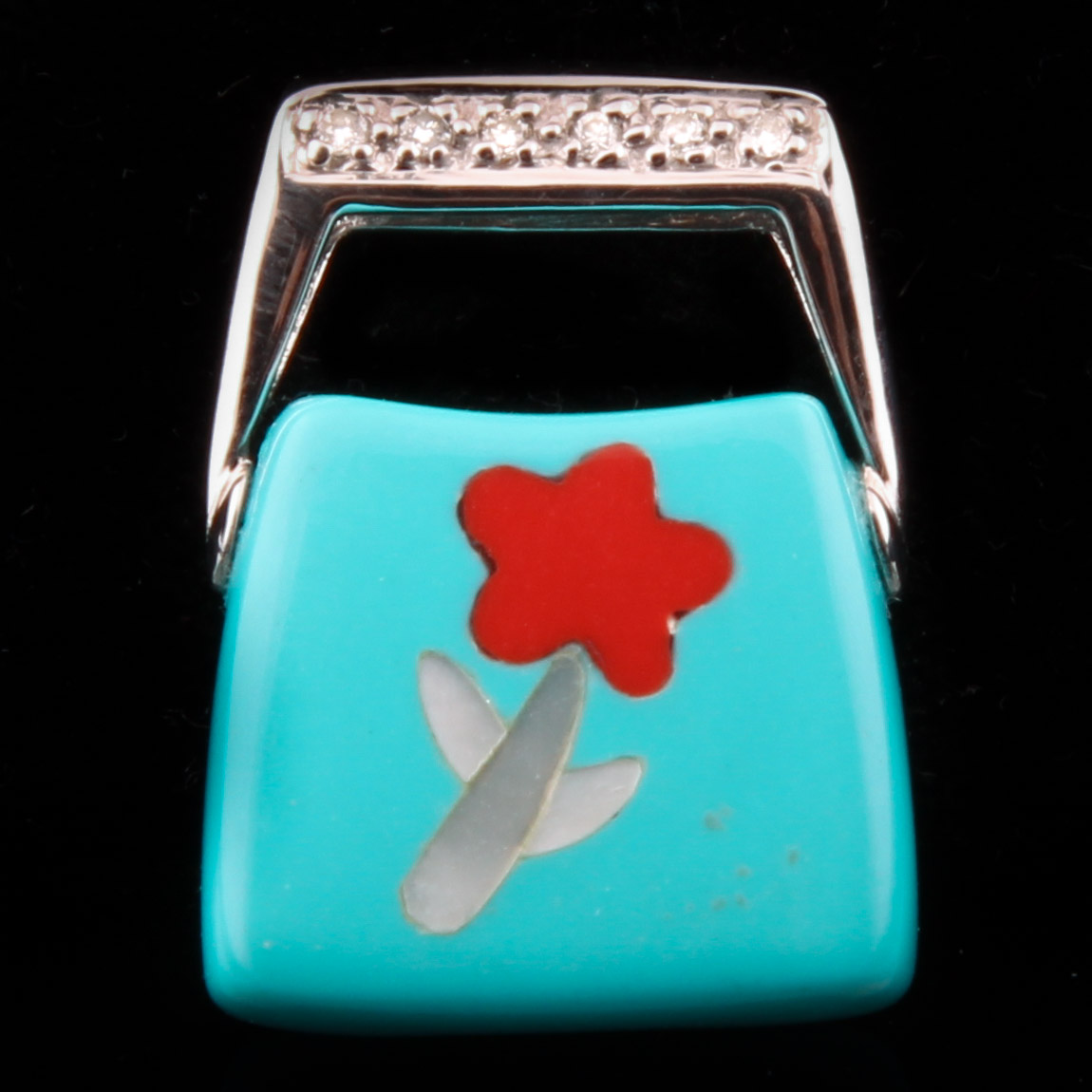 14K White Gold Diamond and Semi-Precious Stone Pendant