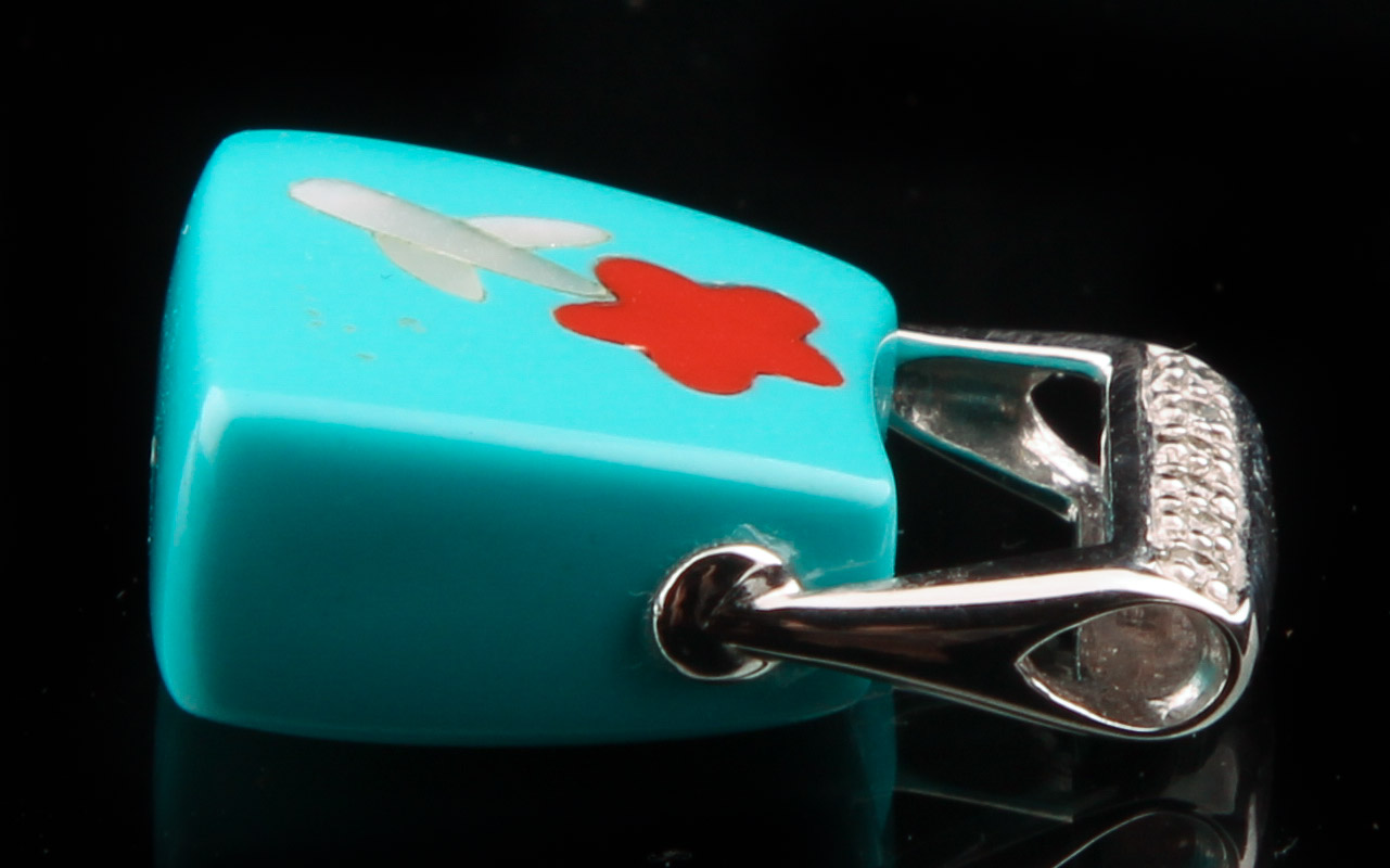 14K White Gold Diamond and Semi-Precious Stone Pendant