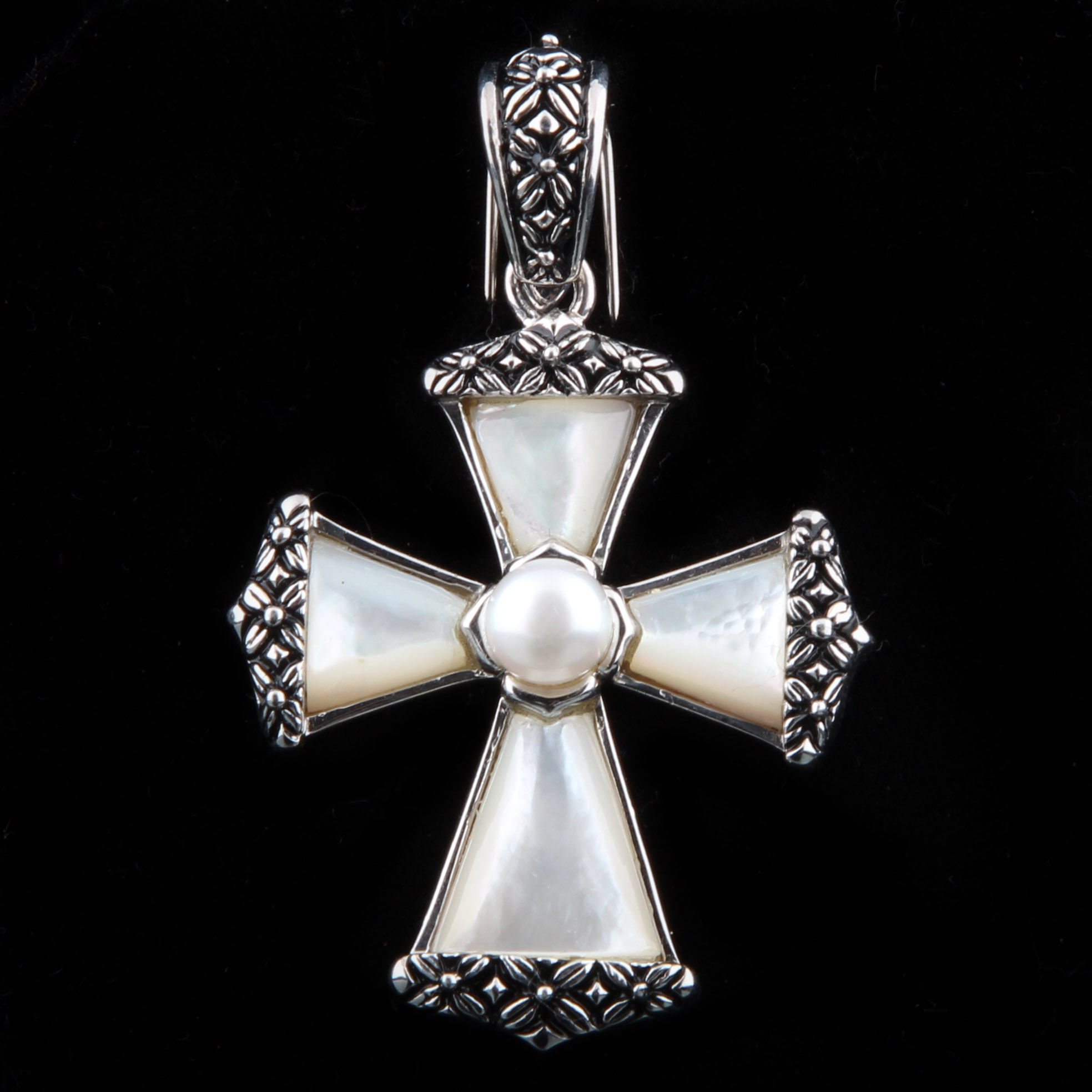 Sterling Silver and Pearl Cross Pendant