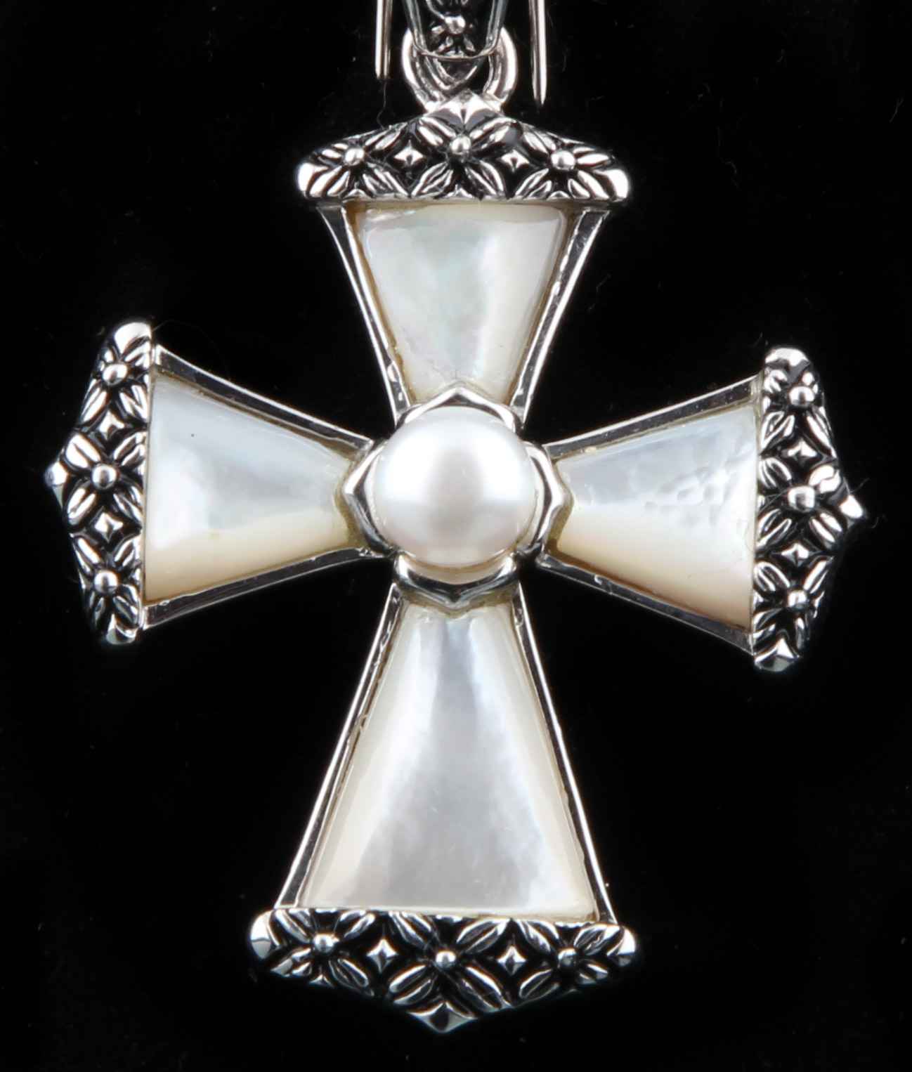 Sterling Silver and Pearl Cross Pendant
