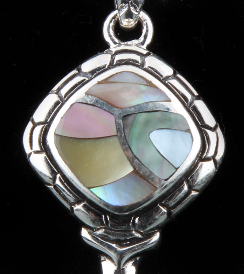Asch Grossbardt Sterling Silver and 18K Yellow Gold and Mother of Pearl Key Pendant