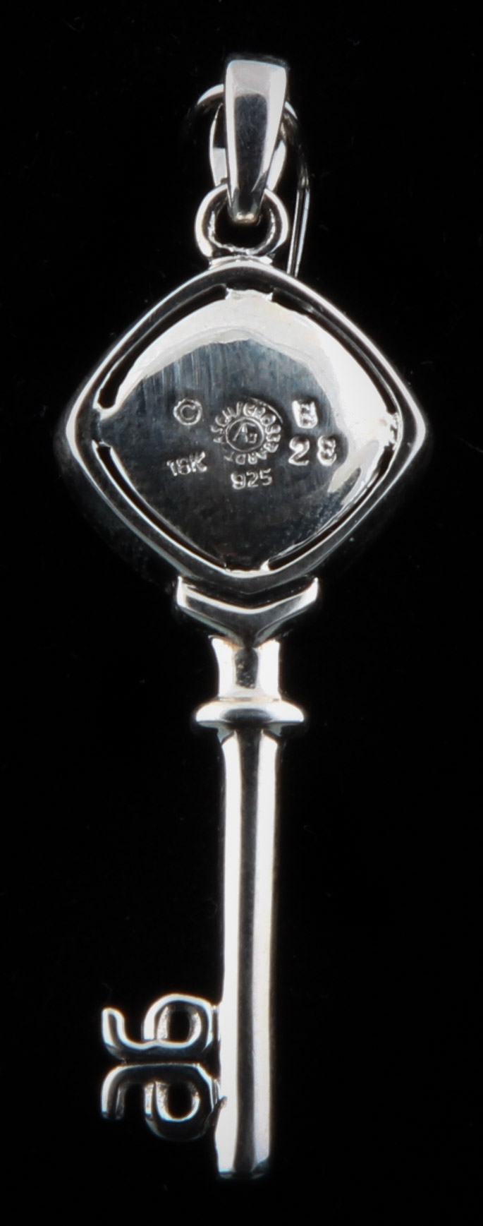 Asch Grossbardt Sterling Silver and 18K Yellow Gold and Mother of Pearl Key Pendant