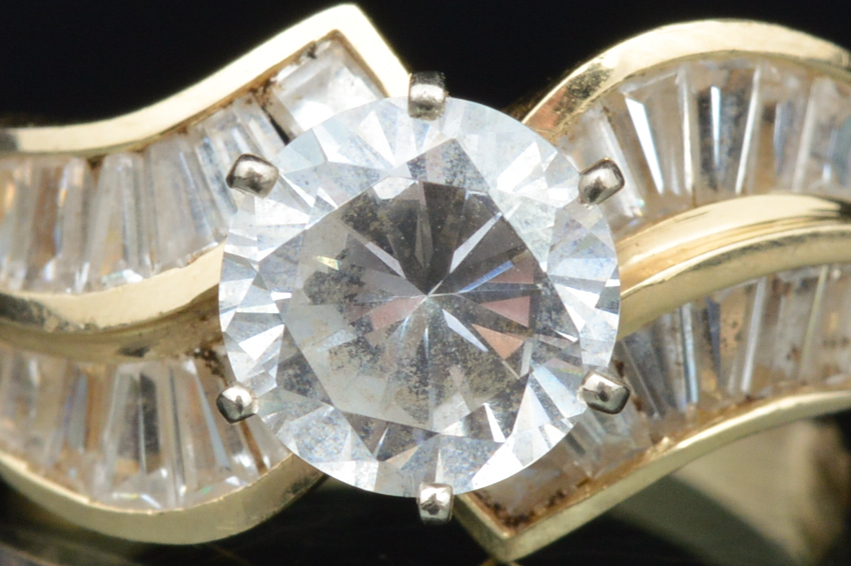 14K Yellow Gold Engagement Ring With Cubic Zirconia