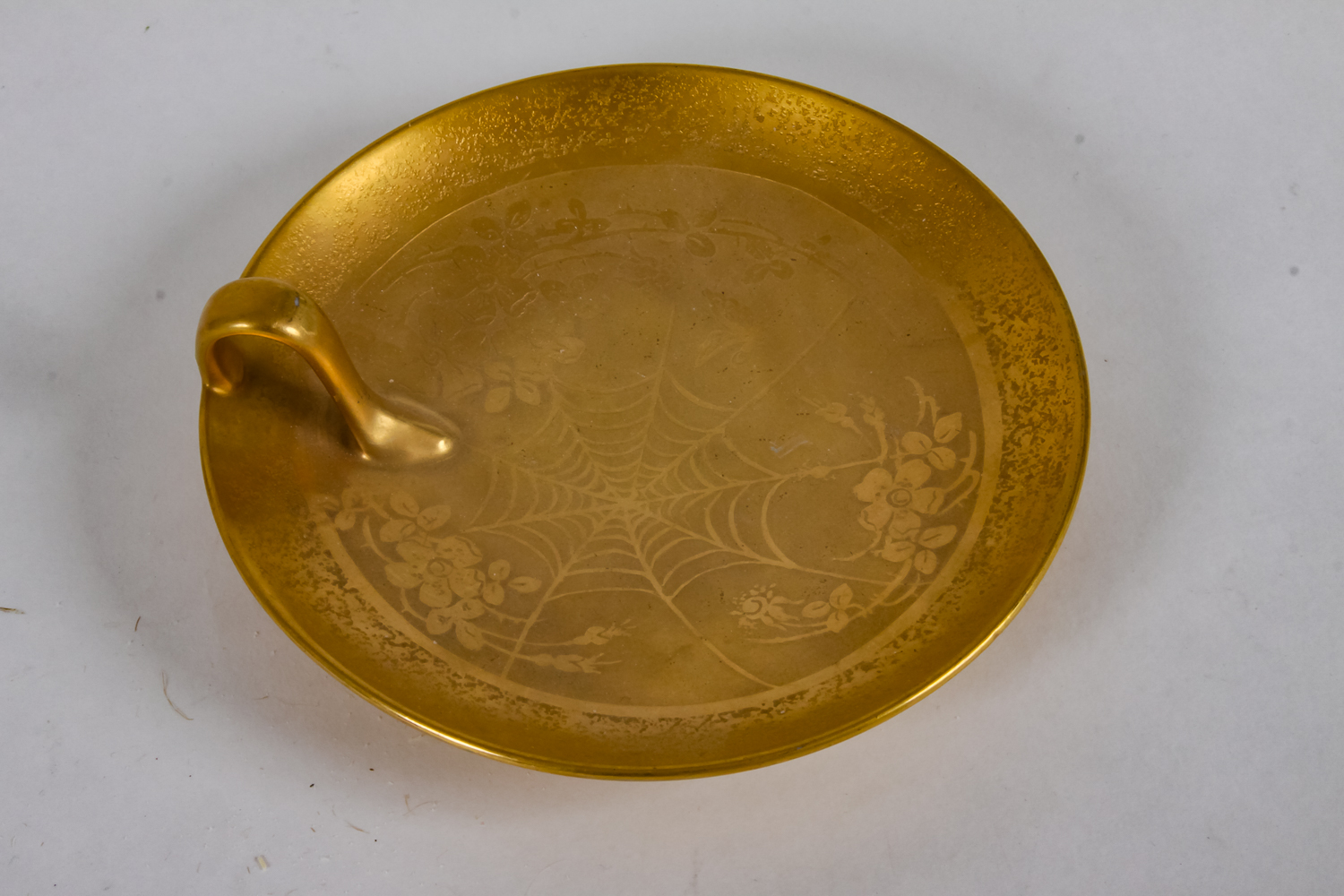 Gilt Finish Porcelain Bon-Bon Dish and Vintage Brass Decorative Ware