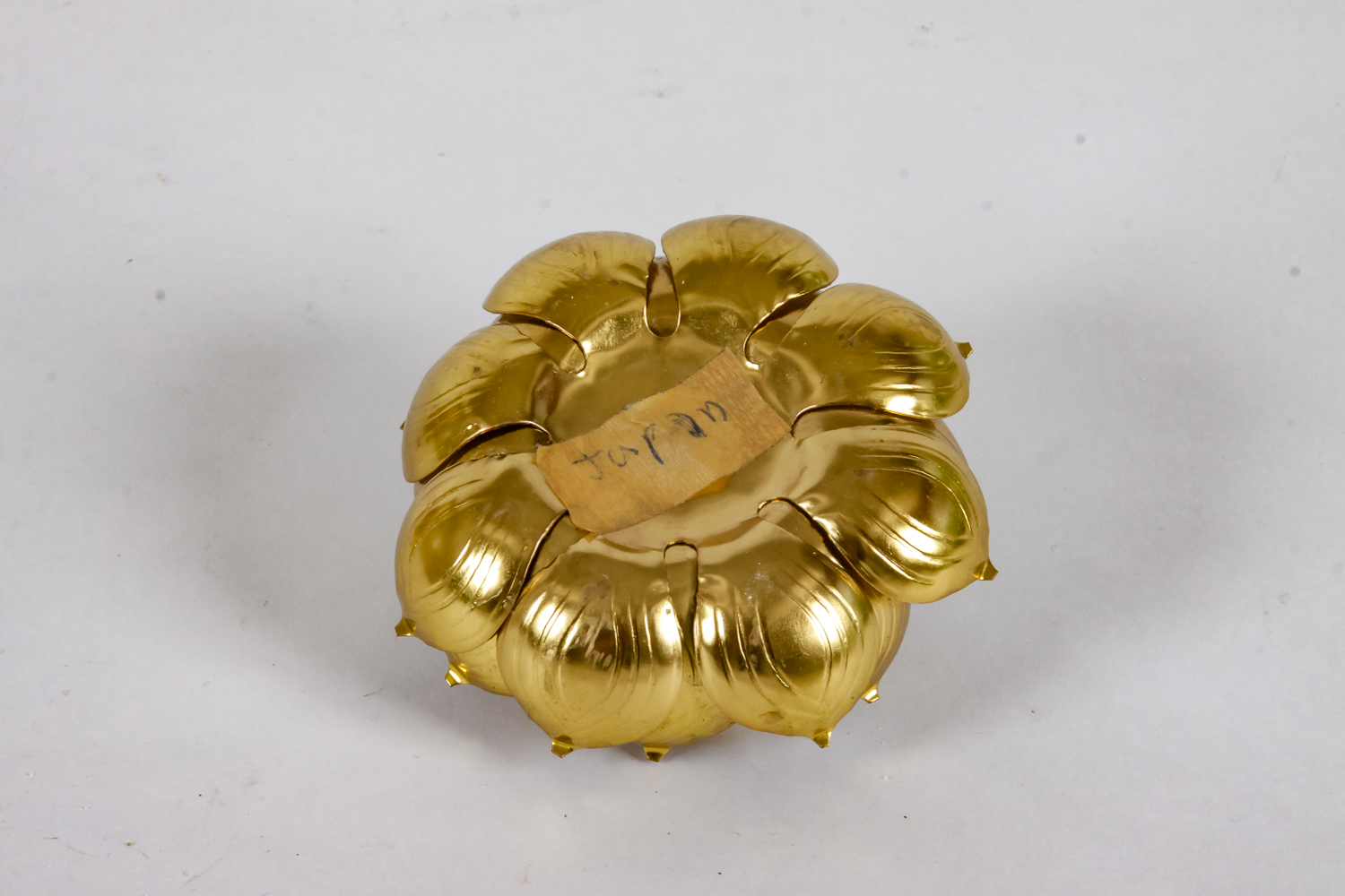 Gilt Finish Porcelain Bon-Bon Dish and Vintage Brass Decorative Ware