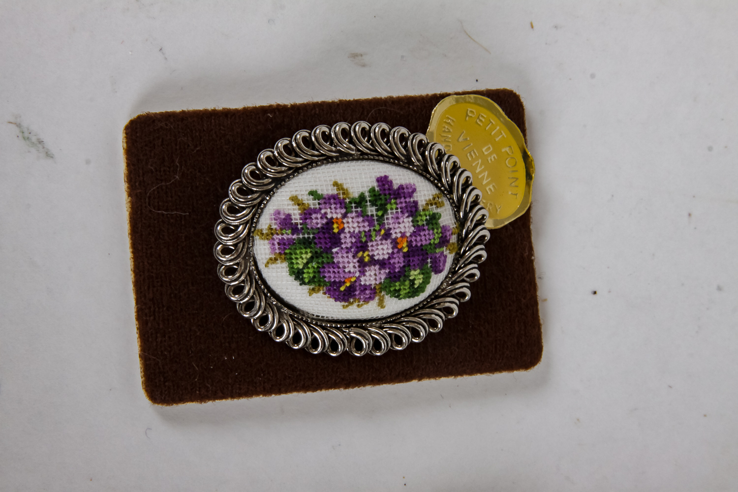 Collection of Hand-Embroidered Floral Brooches and Earrings