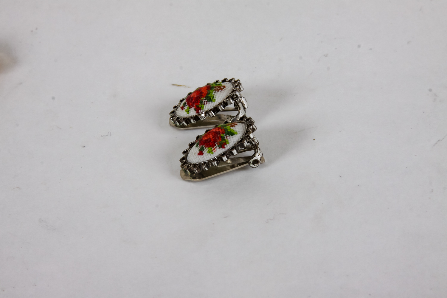 Collection of Hand-Embroidered Floral Brooches and Earrings