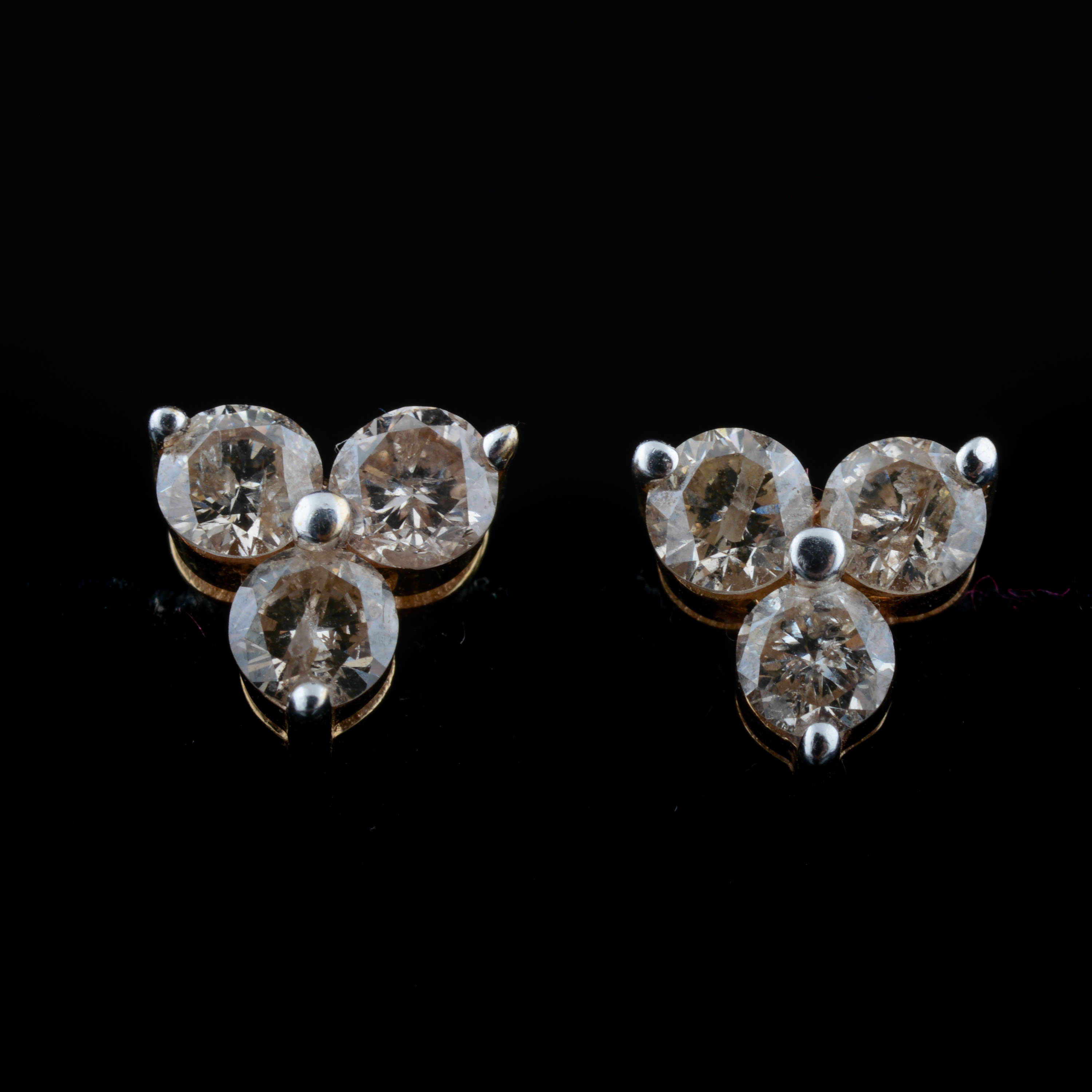 14K Yellow Gold Diamond Stud Earrings