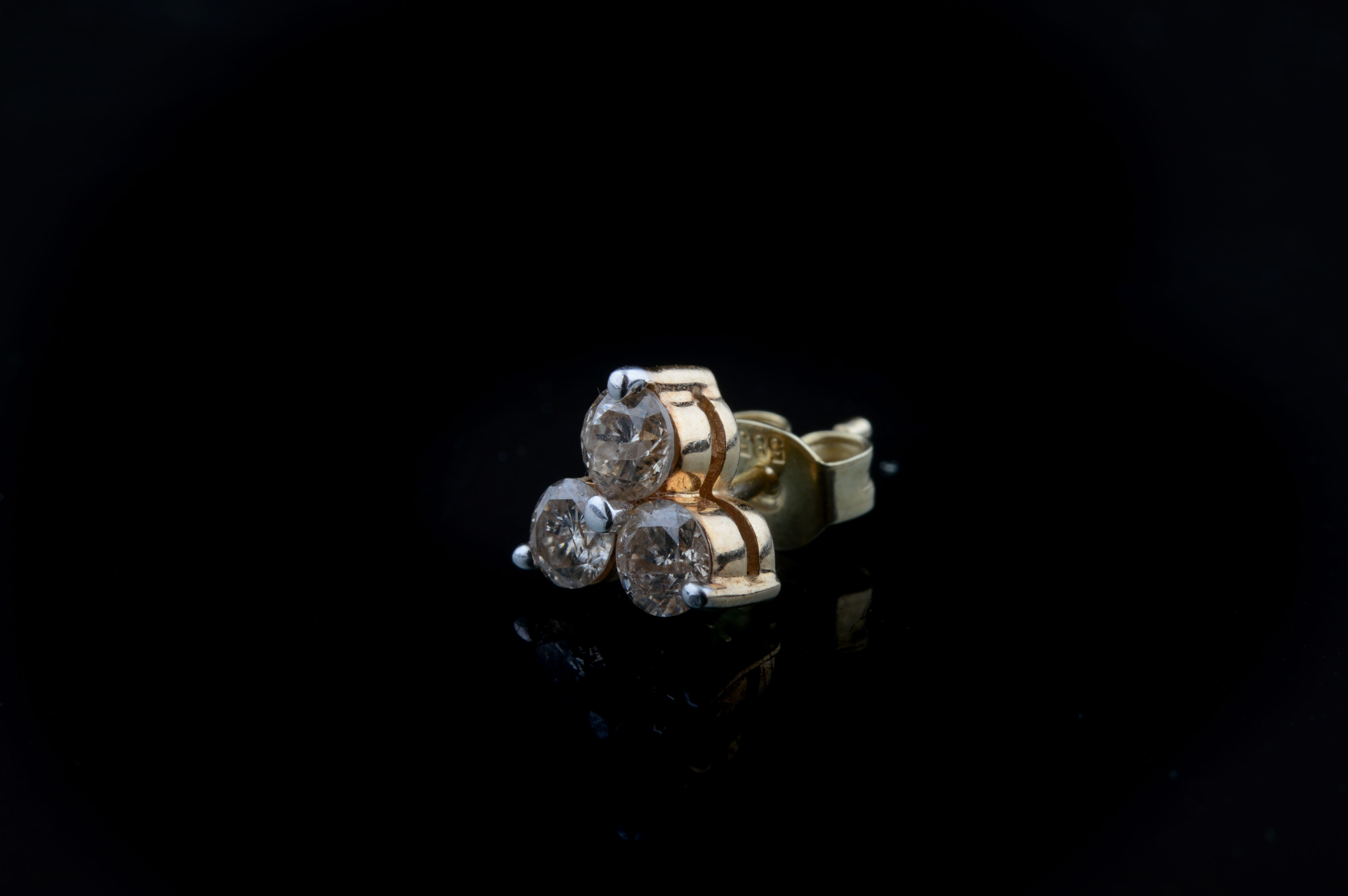 14K Yellow Gold Diamond Stud Earrings