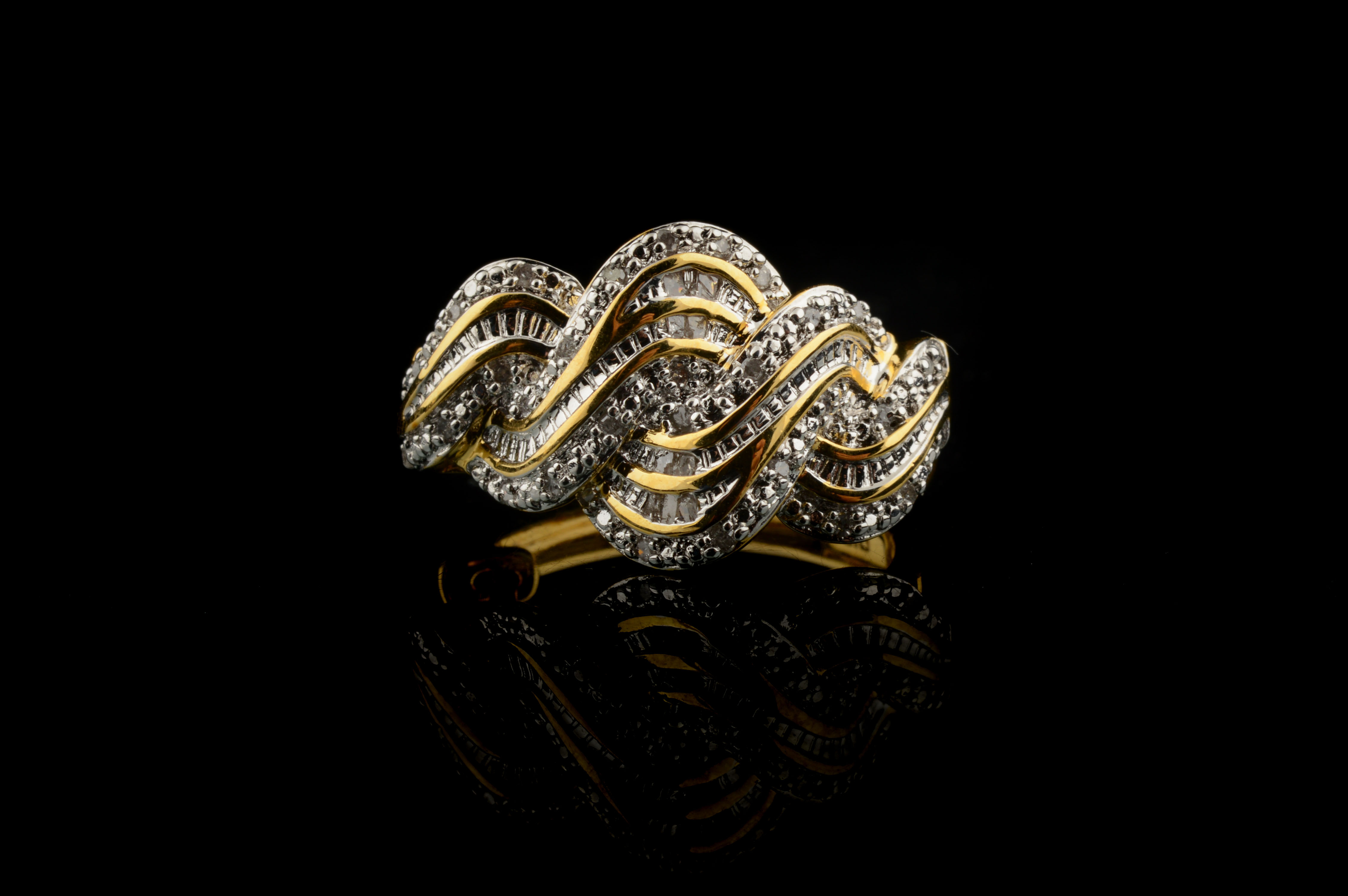 Vermeil Sterling Silver Diamond Hoop Earrings