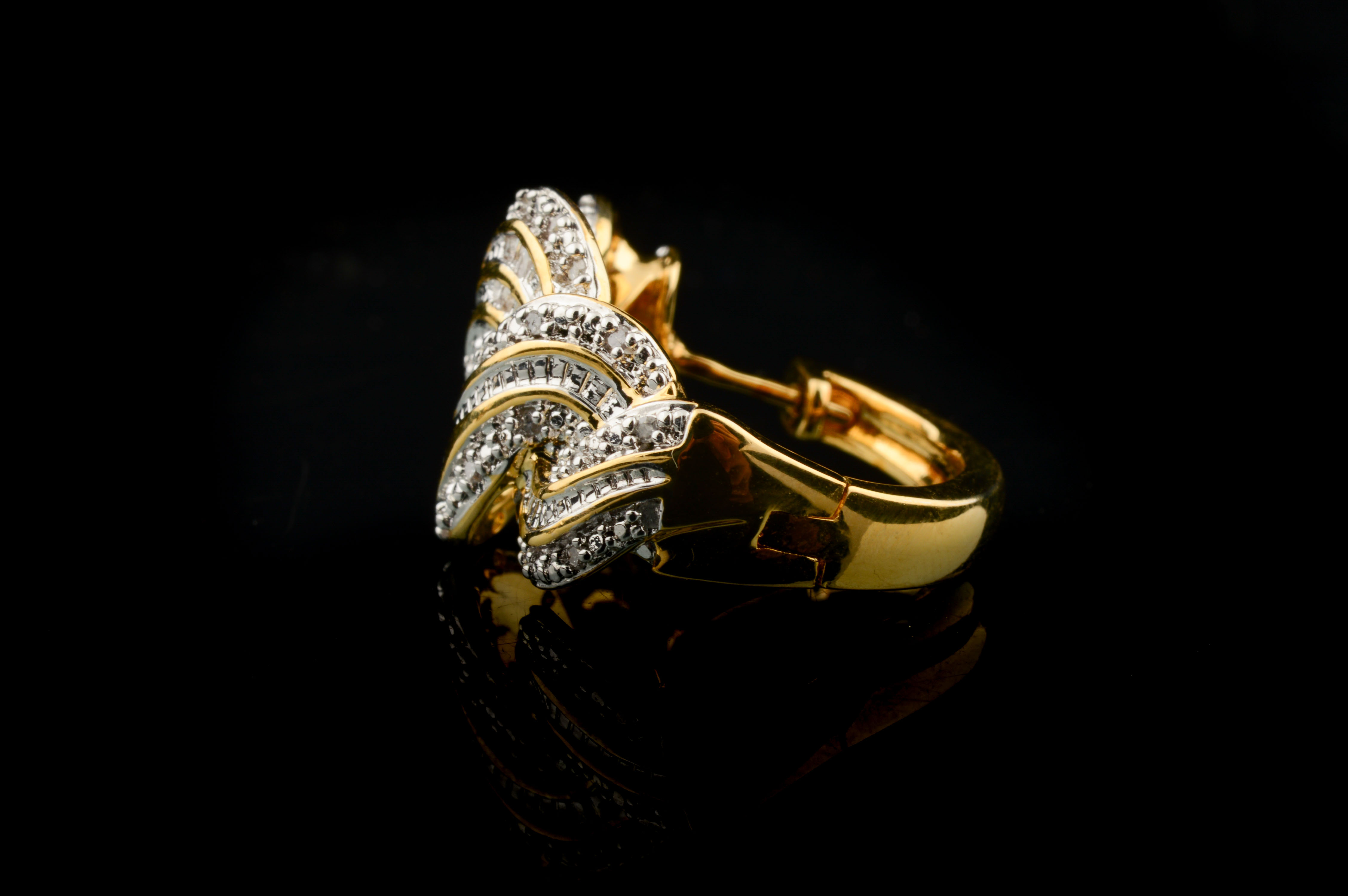 Vermeil Sterling Silver Diamond Hoop Earrings