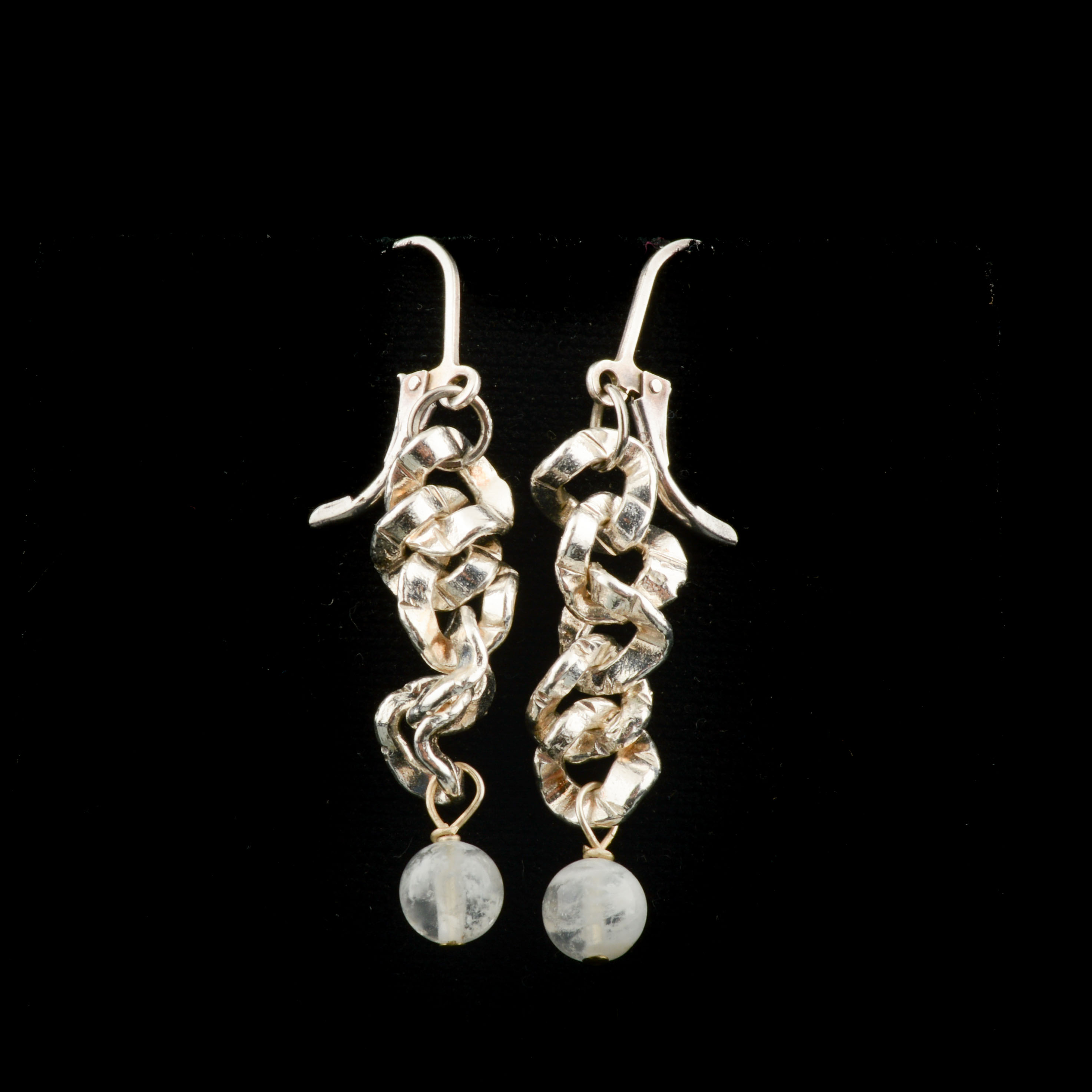 Sterling Silver Dangle Earrings with Quartz Beads