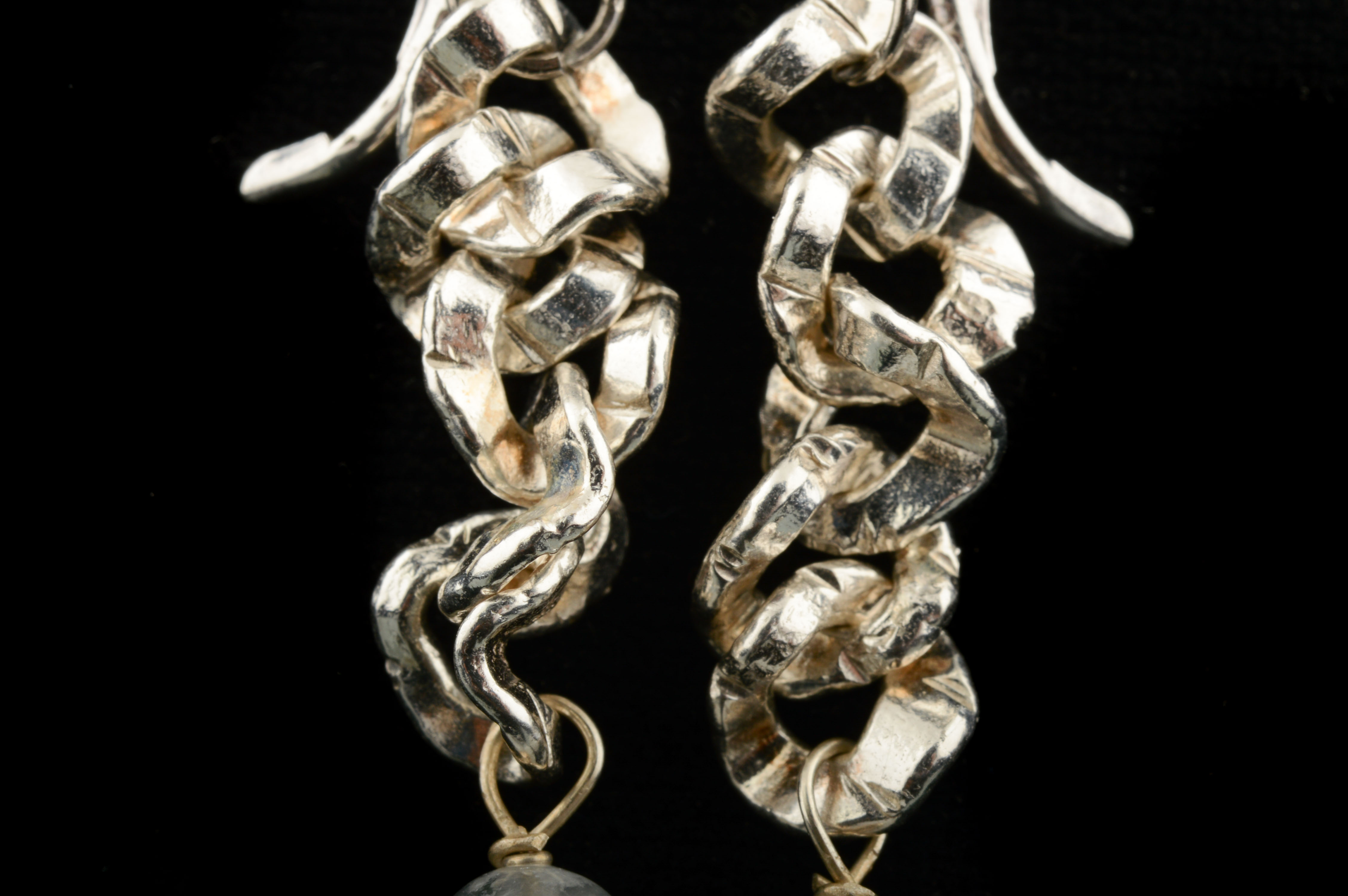 Sterling Silver Dangle Earrings with Quartz Beads