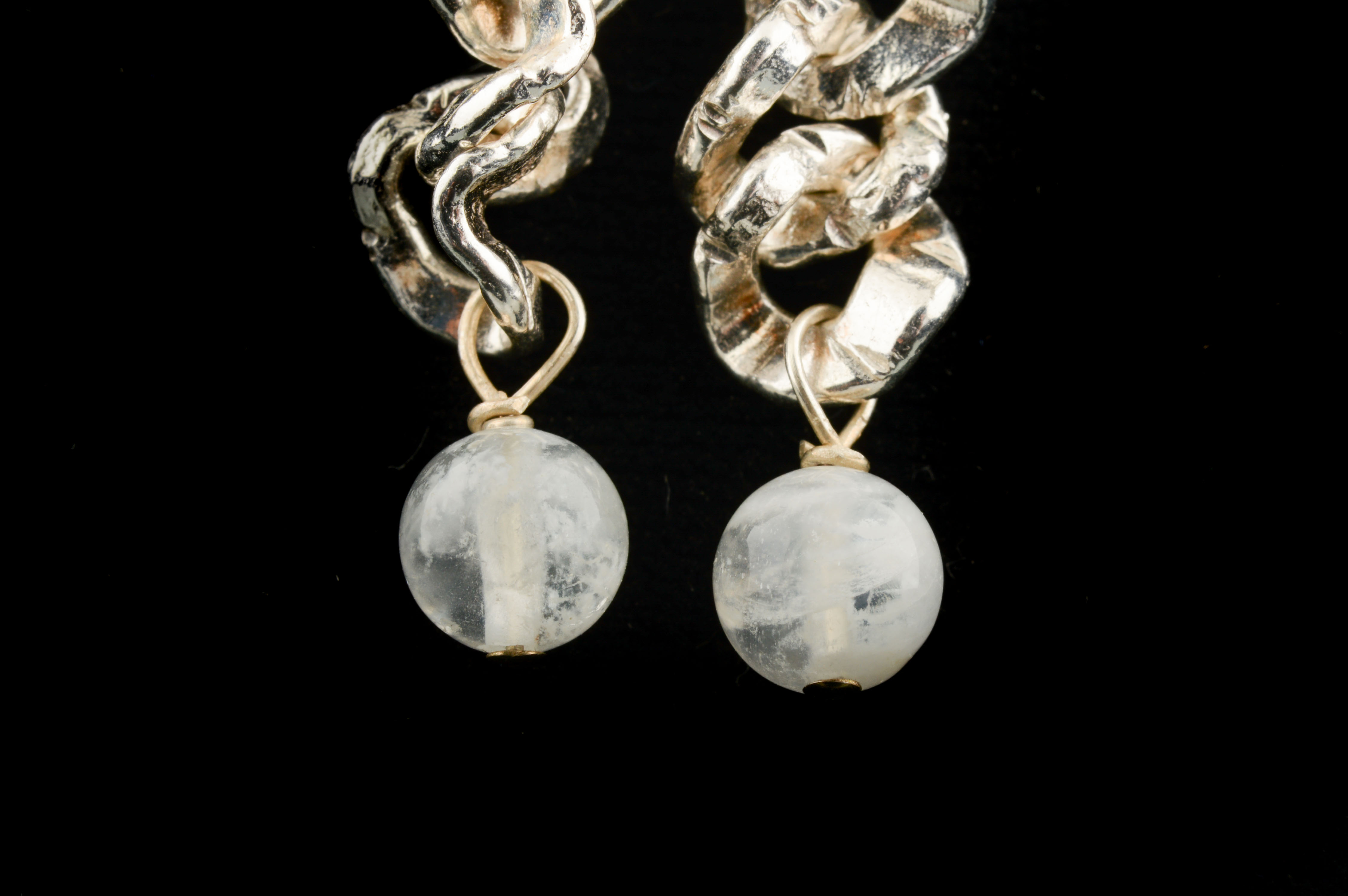 Sterling Silver Dangle Earrings with Quartz Beads