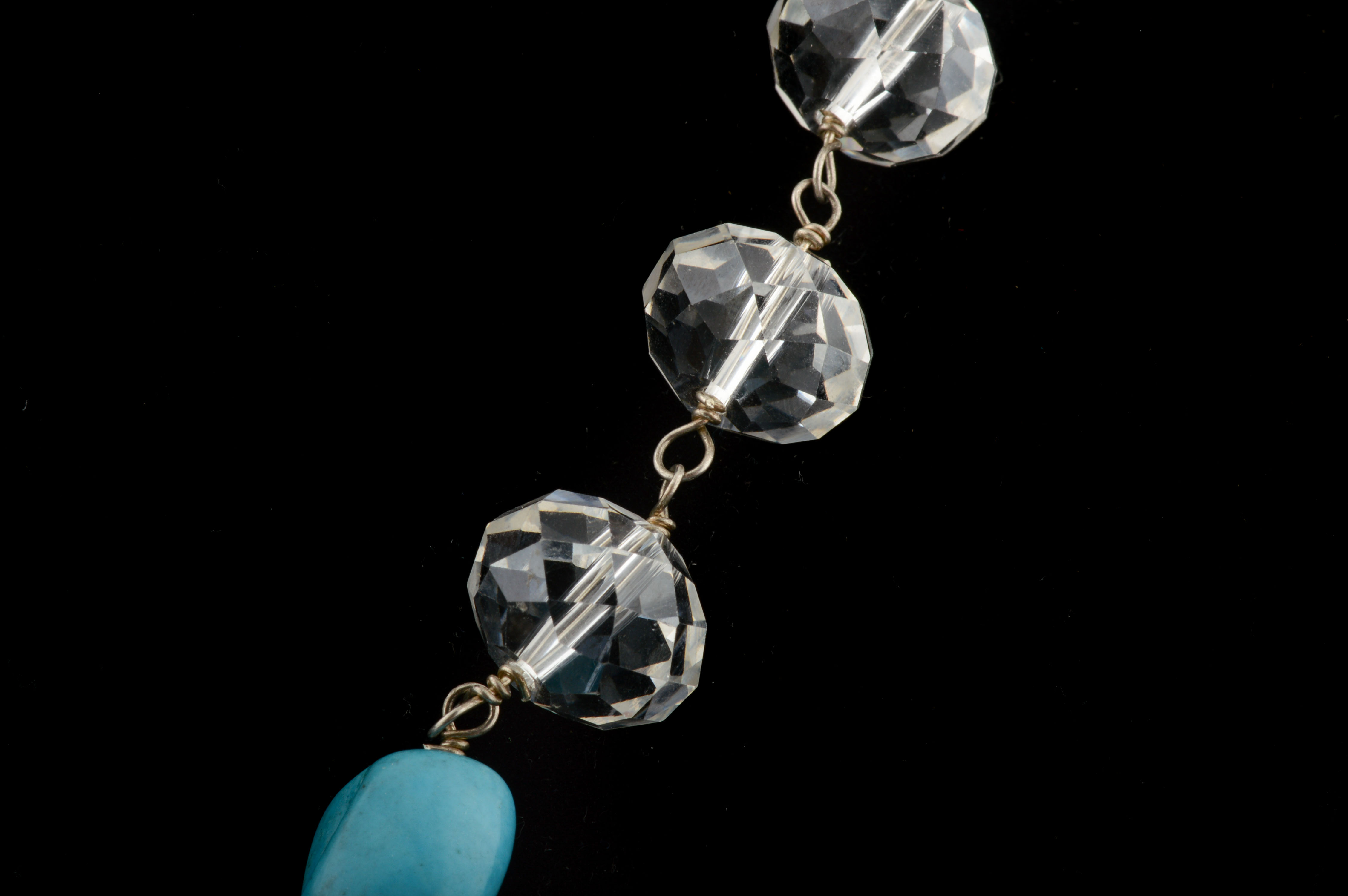 Sterling Glass and Faux Turquoise Necklace