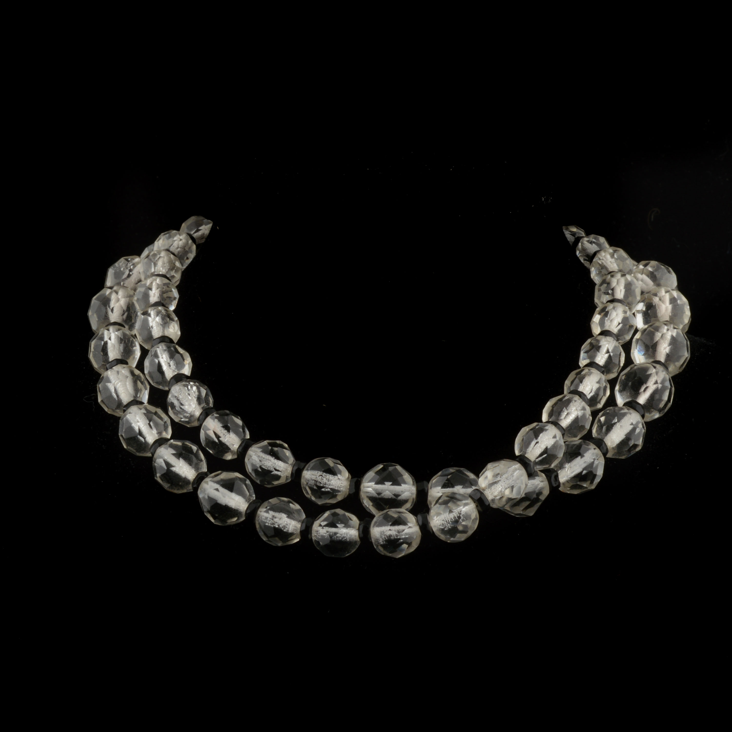 Glass Bead and 14K White Gold Necklace