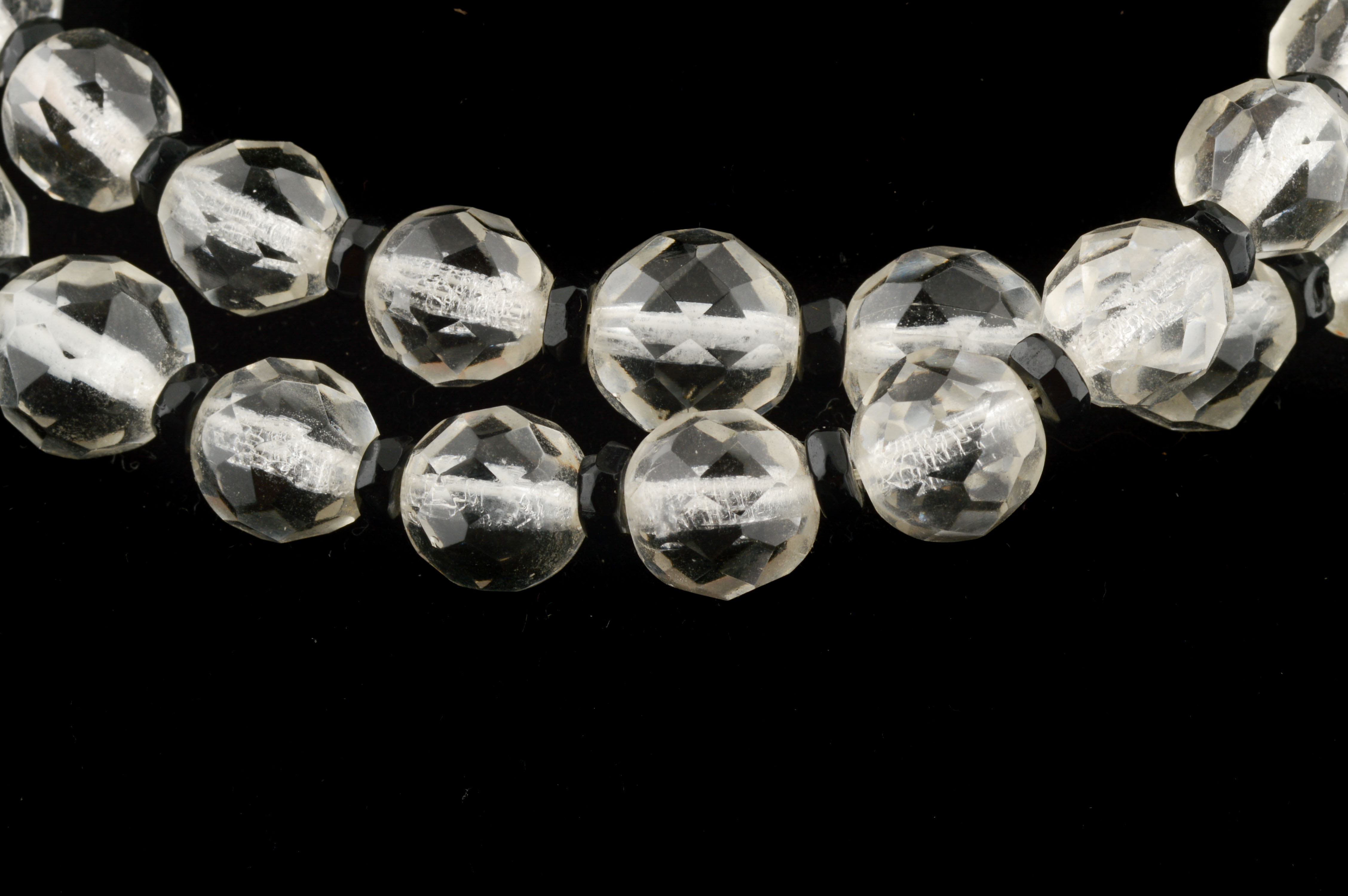 Glass Bead and 14K White Gold Necklace