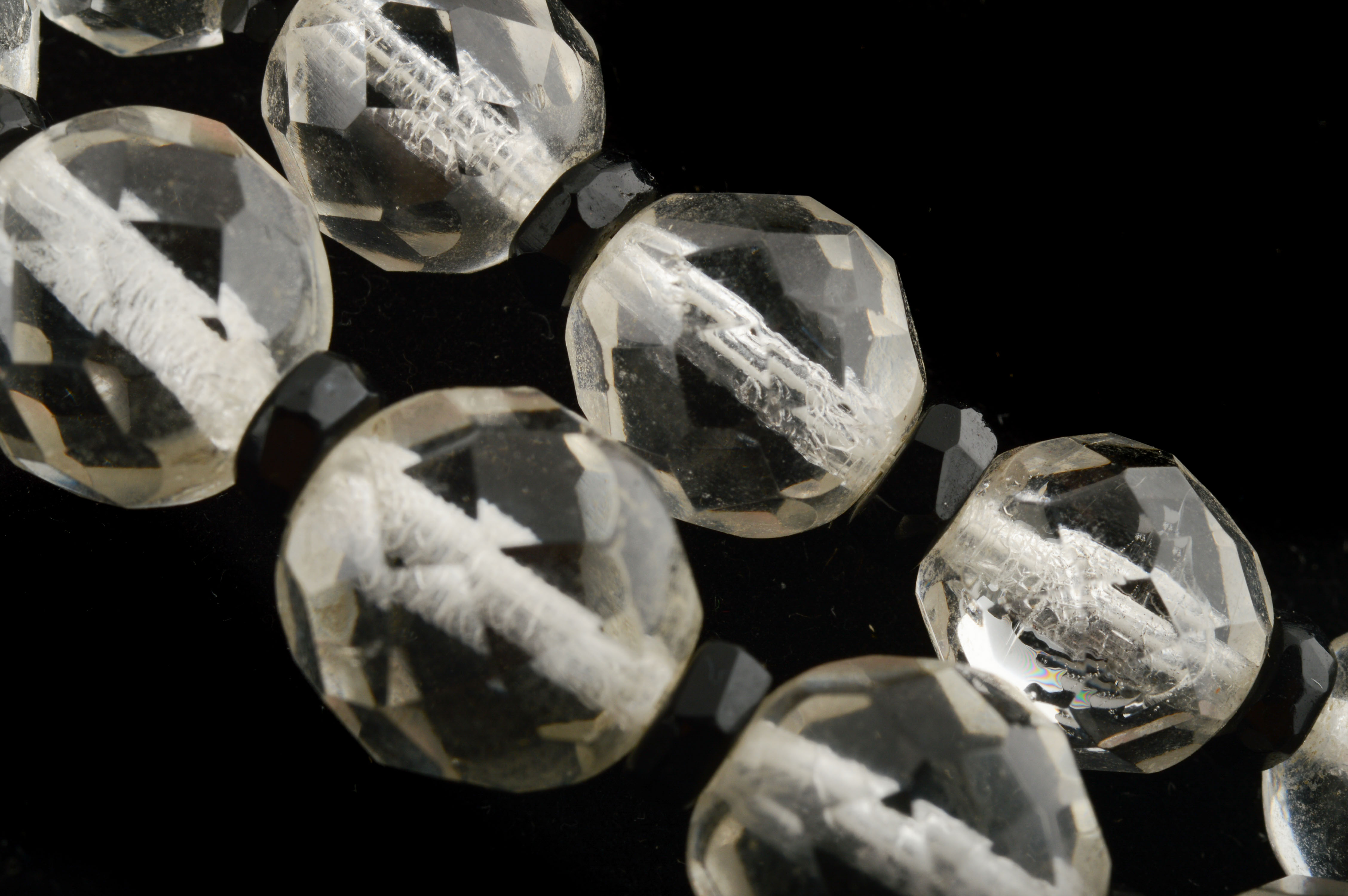 Glass Bead and 14K White Gold Necklace