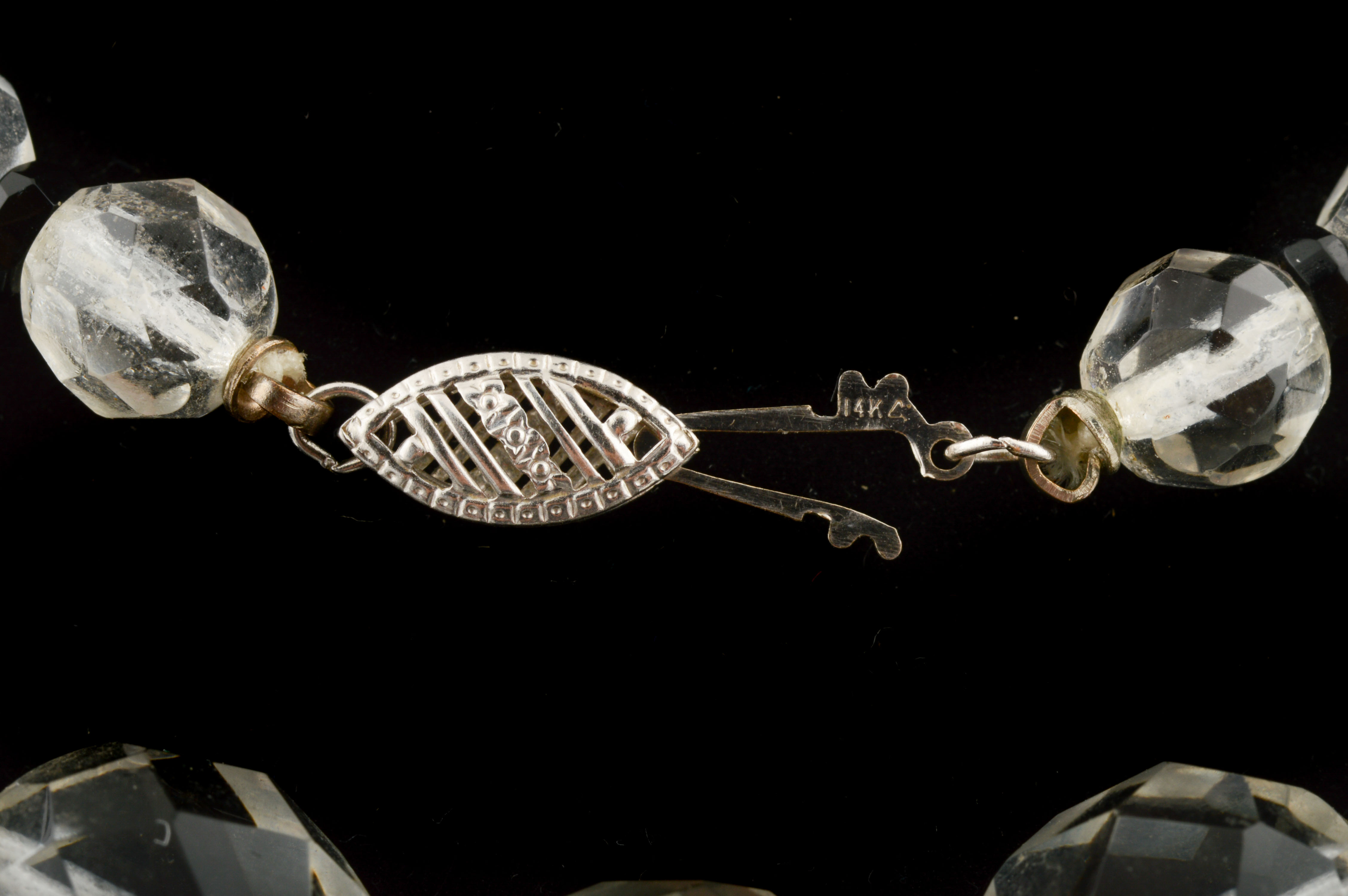 Glass Bead and 14K White Gold Necklace