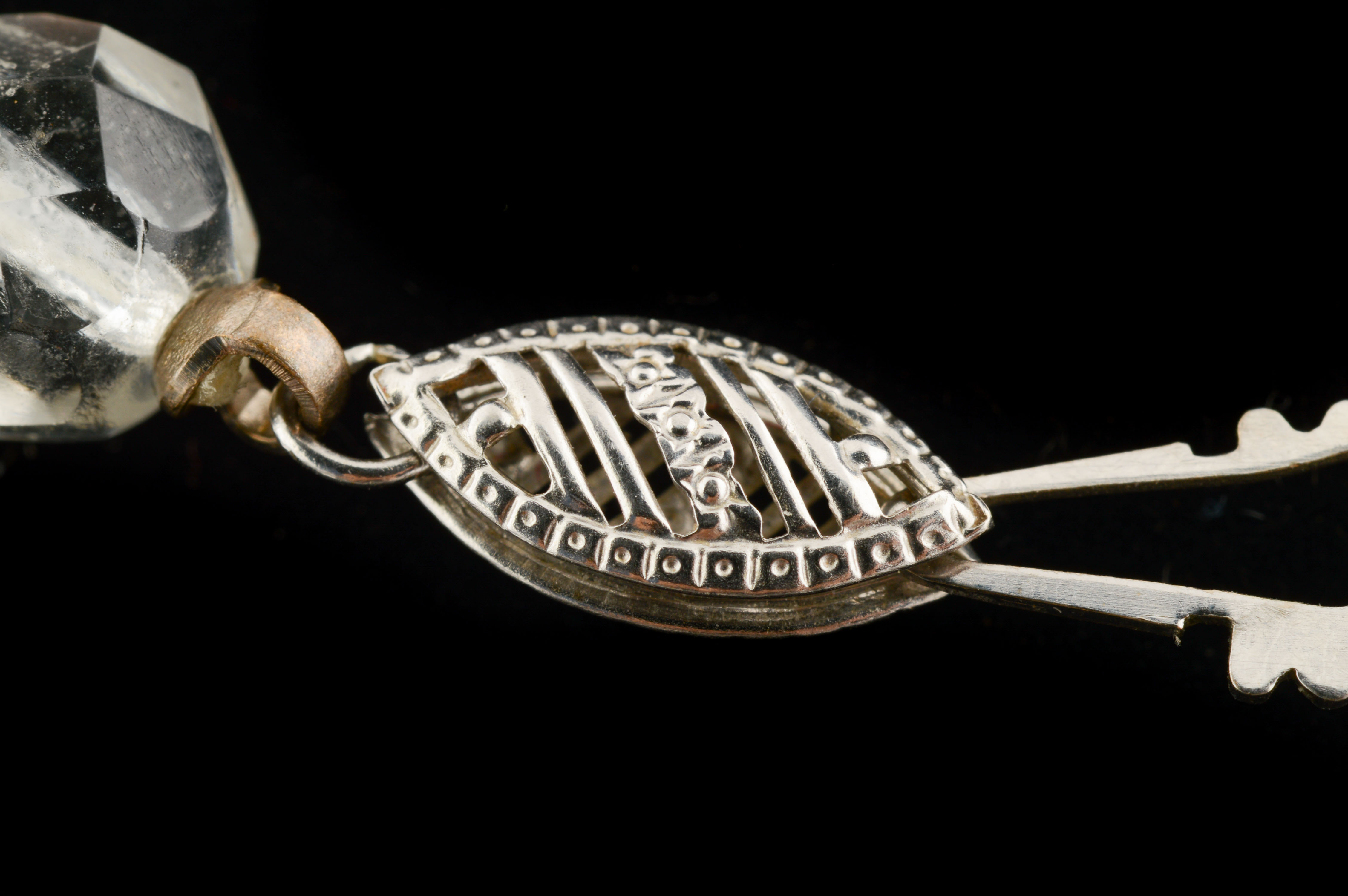 Glass Bead and 14K White Gold Necklace