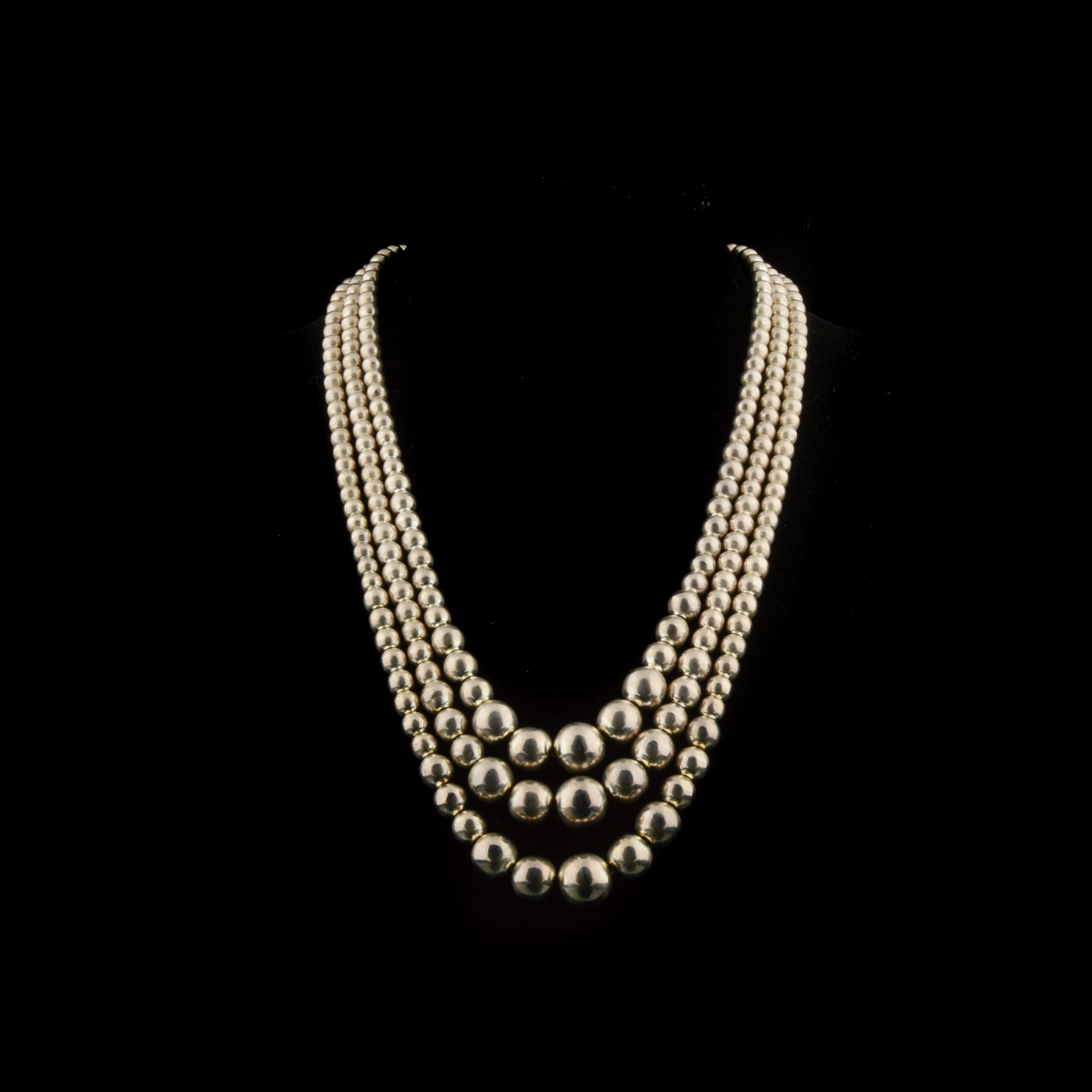 Vintage Sterling Silver Bead Necklace